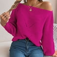 thumbnail image 7 of Bibifish Womens Sweaters Trendy Openwork Off The Shoulder Sweaters Batwing Long Sleeve Going Out Autumn Spring Pullover Knit Tops, 7 of 7