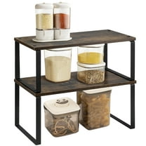 Mimifly Wood Cupboard Shelf Organiser, Pack of 2 Stackable Kitchen Cabinet Organizer Rack for Spice Storage on Counter