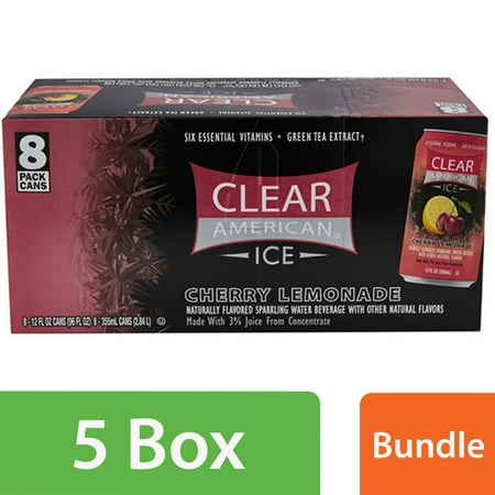 (5 pack) (5 Pack) Clear American Ice Sparkling Water, Cherry Lemonade, 12 Fl Oz, 8 Count