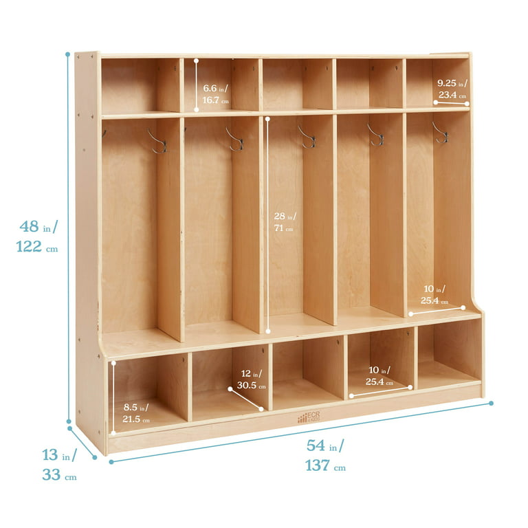 10-Section Hanging Coat Locker with Shelf and 10 Scoop Front Storage B