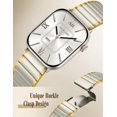 thumbnail image 3 of Wearlizer Two Tone Metal Watch Band Compatible with Apple Watch Bands Women 38/40/41/42/44/45/46/49mm Rectangular Link Bracelet Stainless Steel Strap for Series 11/10/9/8/7/6/5/4/3/SE/Ultra, 3 of 6