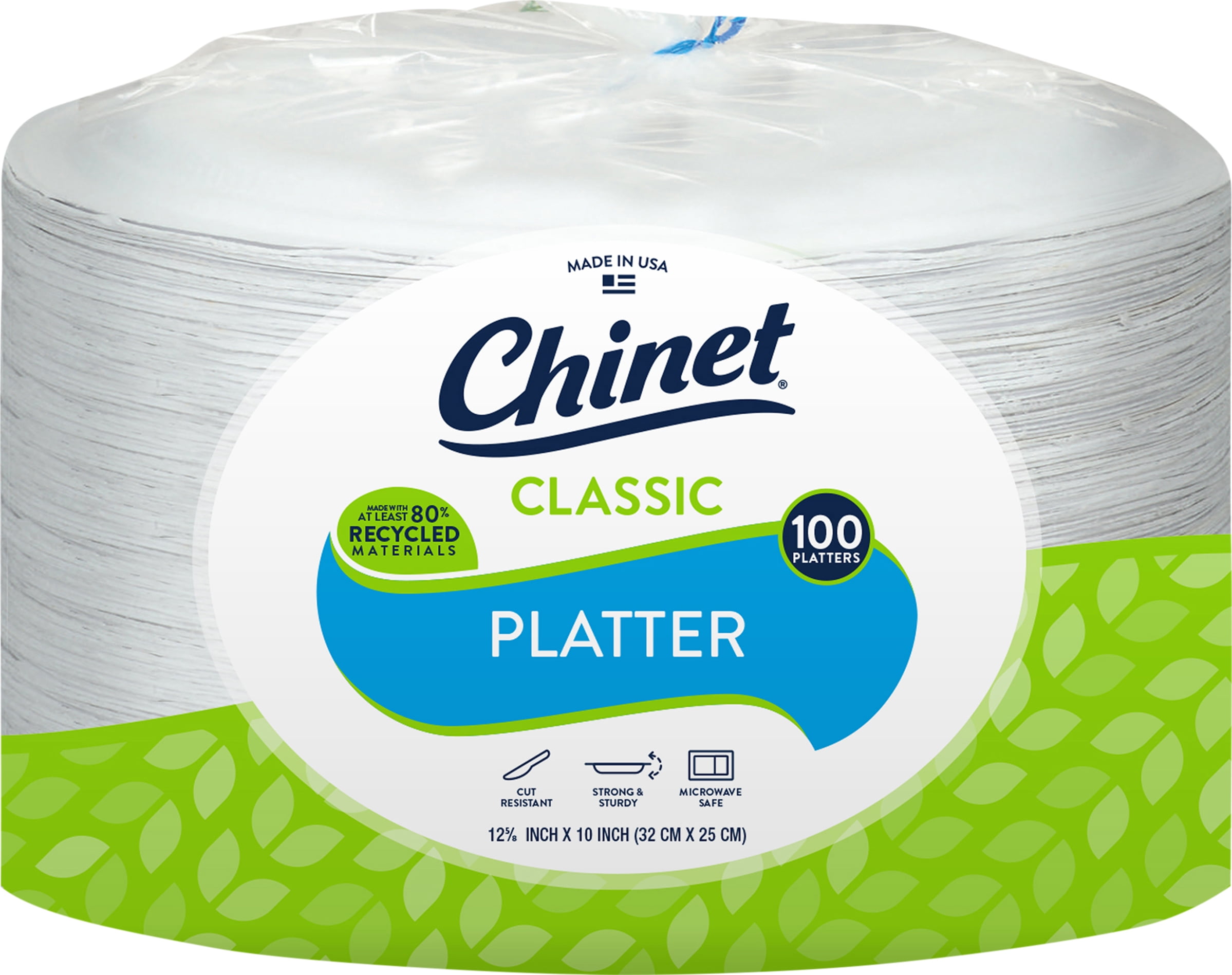 Chinet Classic White 12-5/8 x 10' Platters (100 Count)