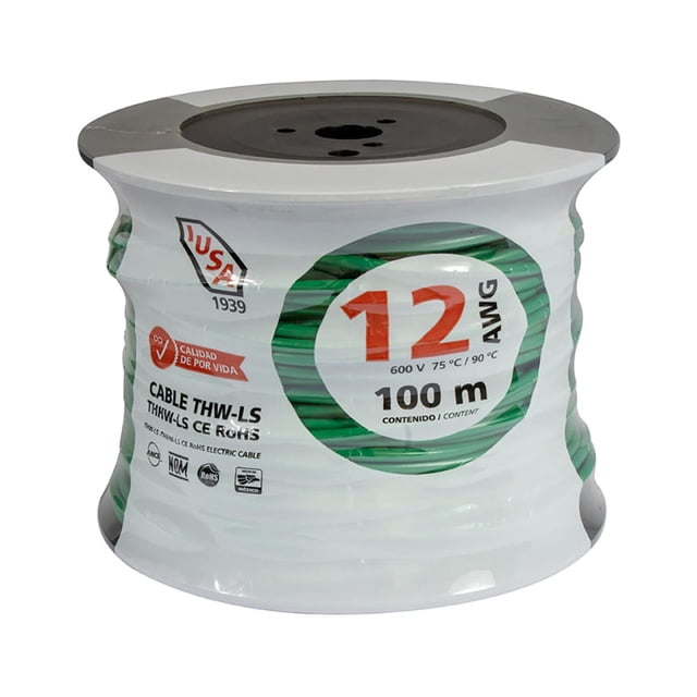 Cable Eléctrico Thw-Ls Thhw-Ls Iusa Calibre 12 Verde 100 M