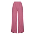 thumbnail image 3 of Yievot Linen Capri Pants for Women Summer Wide Leg Casual Trousers with Pockets Loose Elastic Waist Cropped Pant, 3 of 7