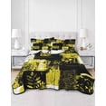 thumbnail image 2 of Quilts Twin-XL Size Bedding Set, Yellow Black Lightweight Quilted Comforter, Modern Abstract Art Botanical Soft Reversible Bedspread Coverlet with Pillow Covers for All Season, 68" x 98", 2 of 7