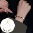 thumbnail image 3 of Ziurtnc Women Bracelet Heart Moon Pendant Cubic Zirconia Decor Hollow Adjustable Length Stainless Lightweight Tassel Lady Wrist Chain Girlfriend Present, 3 of 8
