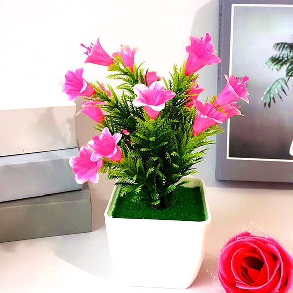 Lily Potted Plants Under $5 Dusknt Simulation Potted Lily Small Bonsai Pink Artificial Flower Lilium in Pot Bonsai Outdoor Home Garden Decor, Anniversary Clearance!