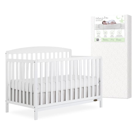 Nursery Bundle, Dream On Me Odelle 5 in 1 Crib in White and Crib & Toddler Mattress Bundle