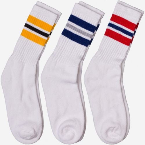 Mens Crew Socks Stripe Texture wave Thin High Ankle Non Slip Thermal 
