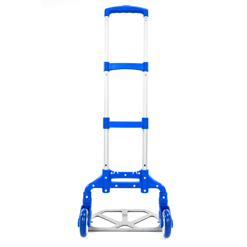Portable Folding Aluminum Hand Truck Cart – Collapsible Dolly Trolley with 165 lbs Capacity, Blue