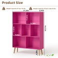 thumbnail image 2 of LELELINKY 7 Cube 3-Tier Open Wooden Bookshelf Toy Storage Organizer with Anti-toppling Kits, Pink, 2 of 9