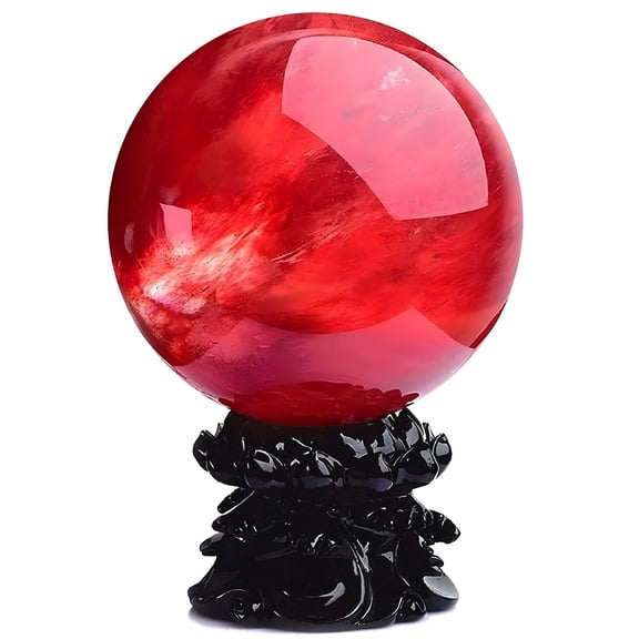 4 Inch Natural Red Crystal Ball Sphere Melting Quartz Crystal Gemstone for Meditation Healing Divination Sphere