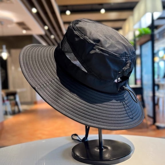 UPF 50 Wide Brim Sun Hat for Men and Women, Bucket Hat with Adjustable Chin Strap, UV Protection Outdoor Adventure Hat for Beach, Fishing, Gardening, Golf, and Summer Travel Black