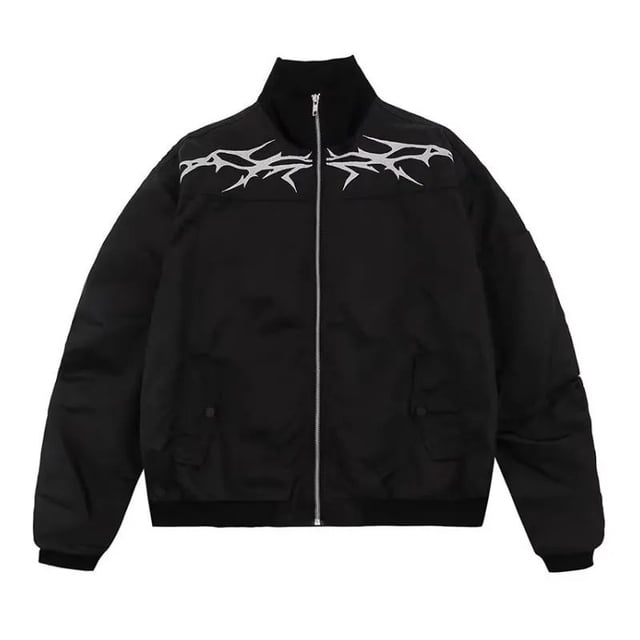 -Chaqueta Bomber negra para mujer, ropa de calle de gran tamaño, estilo gótico Vintage Y2k, chaquetas de aviador, hip hop, estética informal, Primavera