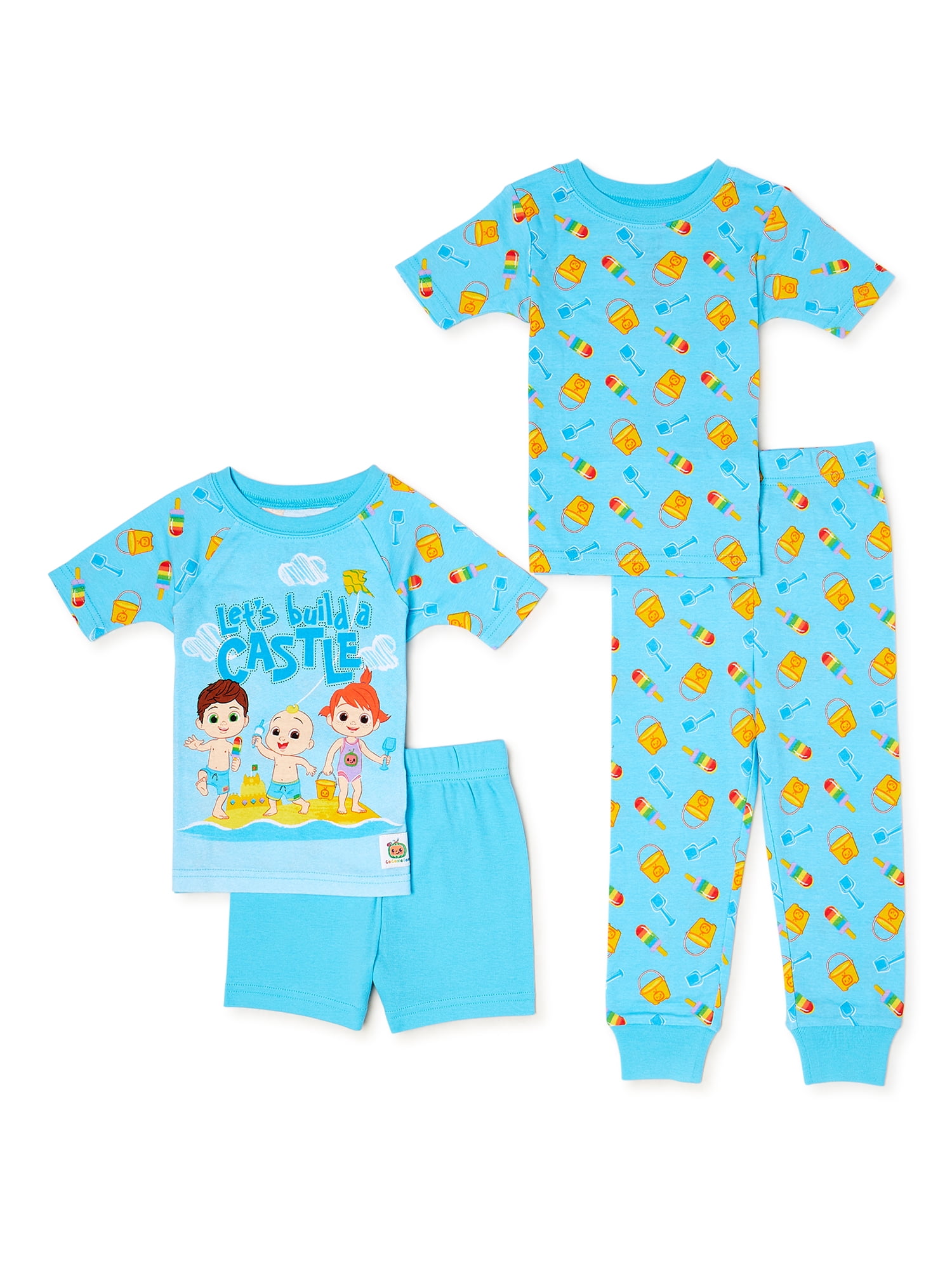 Only Boys Baby Boys Pajama Set 4 Piece Short Sleeve T-Shirt and Shorts Sleepwear Set Infant/Toddler 
