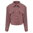 thumbnail image 7 of JGGSPWM Women's Fashion Corduroy Cropped Shacket Button Down Jacket Long Sleeve Top Trendy Shirt Pink S, 7 of 7