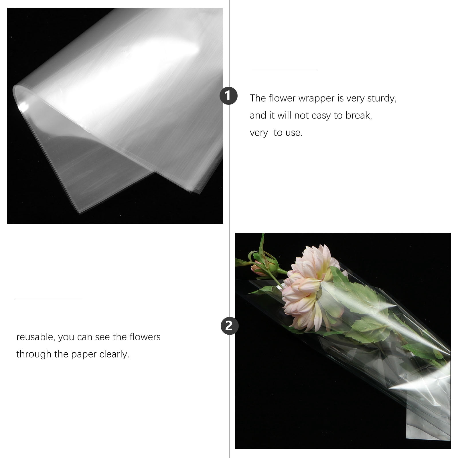 unbranded  50 Sheets Bouquet Packaging Paper Flower Wrapper Wrapping Tissue Transparent