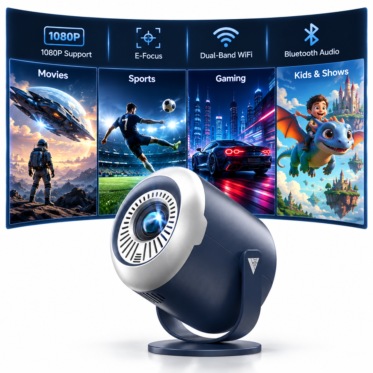 Vamvo Mini Projector WiFi Bluetooth 240° Rotating photo 1