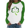 thumbnail image 4 of YueHuiYing Women St. Patrick's Day Sweatshirts Shamrock Clover Print Long Sleeve Shirts Casual Gift Pullover Tops, 4 of 5