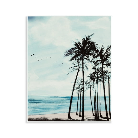 Stupell Industries Summer Beach Silhouette Coastal Painting Unframed Art Print Wall Art, 11 x 14