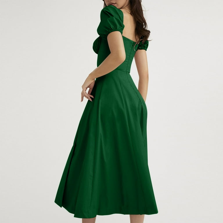 green emerald velvet dress Dark Green High Empire Waist A-Line Mother Dress – Bestydress
