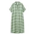 thumbnail image 5 of Wsysadlol Womens Summer Dresses Women Casual Plaid Print Button Up Shirt Dress Lightweight Breathable Half Sleeve Loose Long Tunic Plus Size Beach Cover Up And Loungewear, 5 of 5