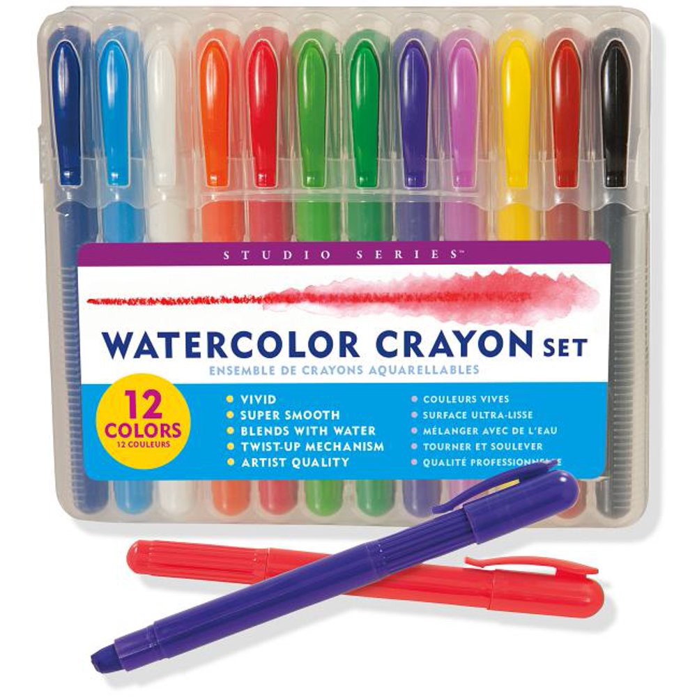 Studio Series Watercolor Crayon Set (12 Water Soluble Gel Crayons