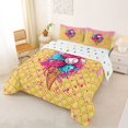 thumbnail image 2 of Castle Fairy Sport Baseball Queen Comforter Set 3 Pieces, Ice Cream Cone Pattern Comforter Sets Queen, Pink Blue,1 Comforter and 2 Pillowcases, 2 of 6
