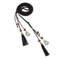 thumbnail image 2 of Eosunjian Women Braided Beads Tassels Thin Skinny Waist Rope Belt Self-Tie Dress Waistband Black, 2 of 13