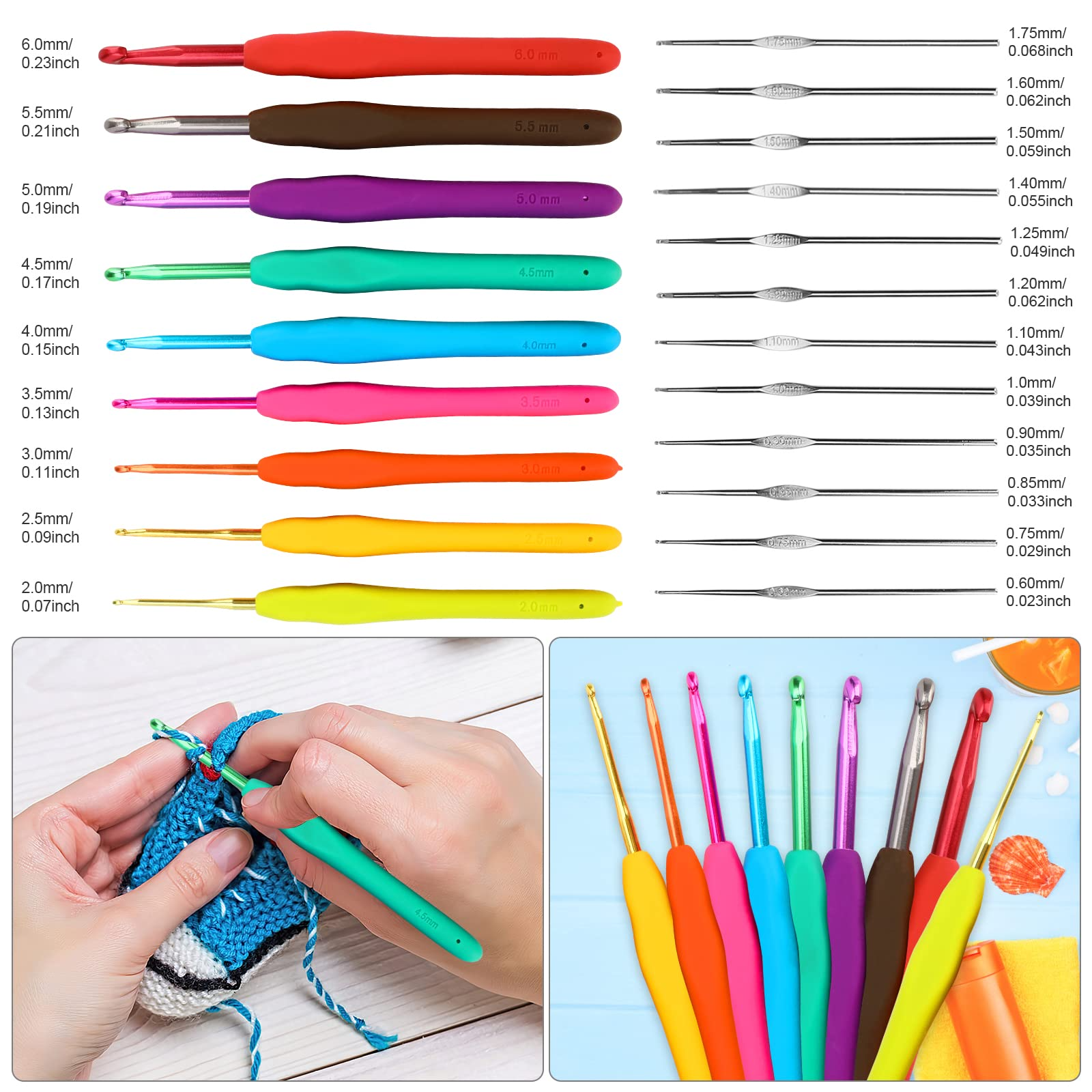 66 Pcs Crochet Hooks Set with Storage Case, Full Crochet Kit for Beginners Adults Kids, Knitting & Crochet Supplies Crochet Accessories Crochet Gifts for Crocheters