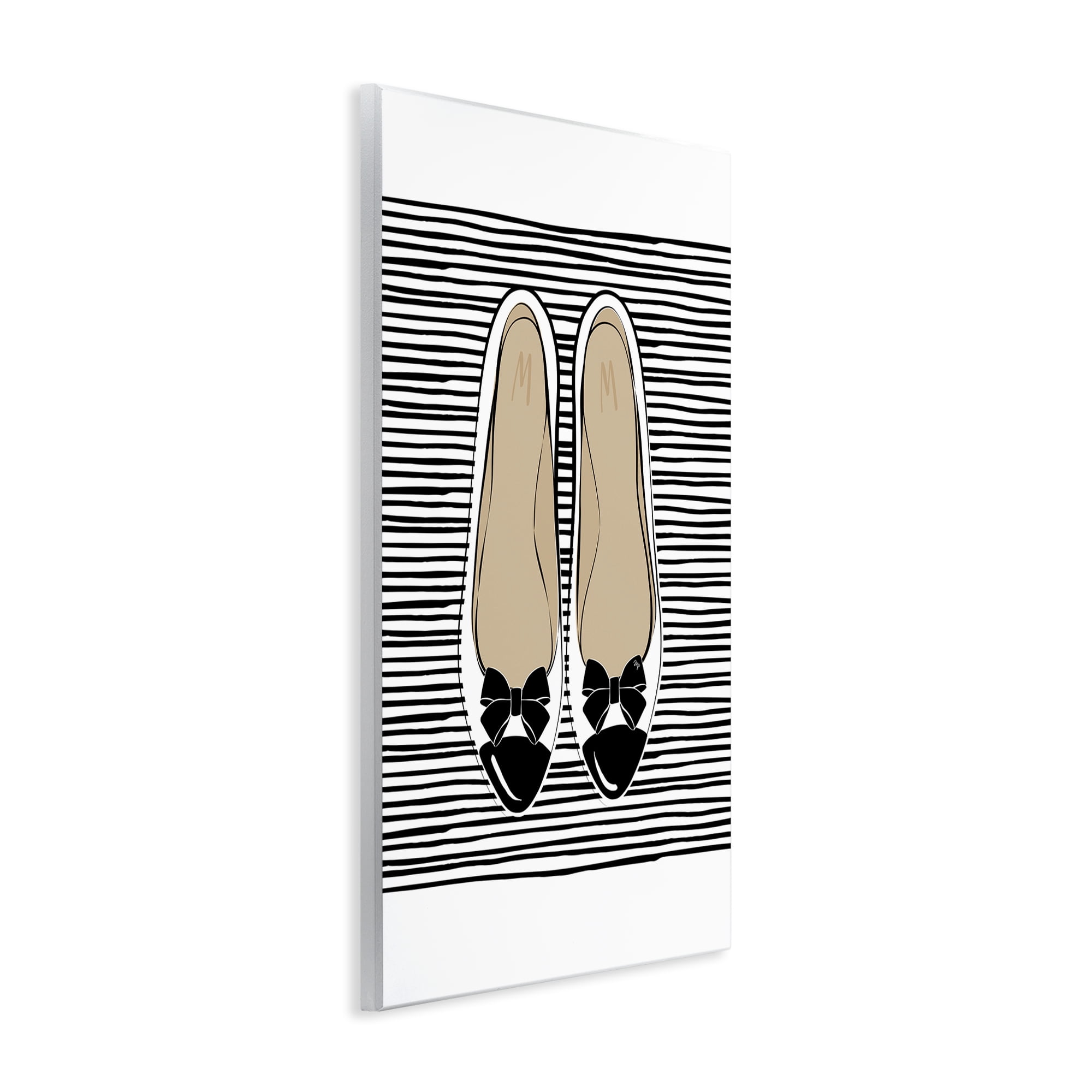 Stupell Industries Bow Flats on Stripes Beauty & Fashion Painting Unframed Art Print Wall Art, 10 x 15