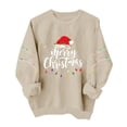 thumbnail image 6 of NSLGXD Womens Graphic Sweatshirt Crewneck Long Sleeve Pullover Merry Christmas Santa Hat Print Casual Holiday Top XS-2XL, 6 of 8