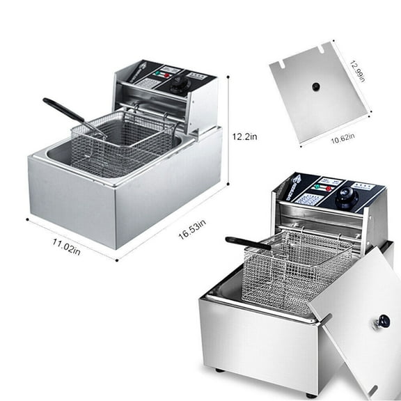 ZOPan Electric Deep Oil Fryer Restaurant Stainless Steel French Fryers 6.3QT