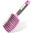 thumbnail image 1 of Cepillo para el cabello de rosas, cepillo de cerdas de jabalí, herramientas profesionales de peinado con ventilación curvada y ventilación, cepillos de masaje para desenredar de secado rápido, 1 of 5