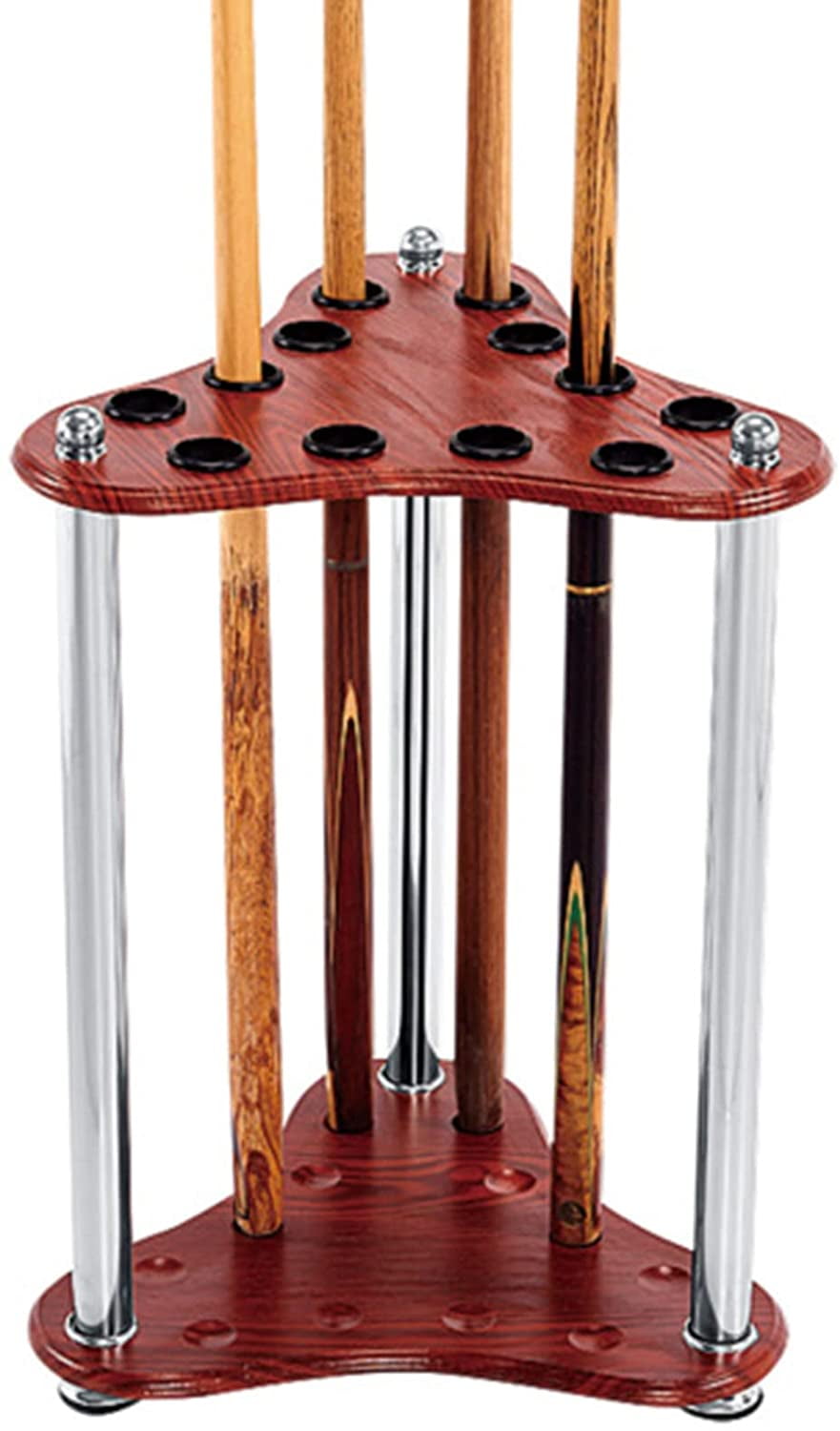 Miumaeov 12 Pool Cue Rack, Floor Stand Wood Billiard Racks Display