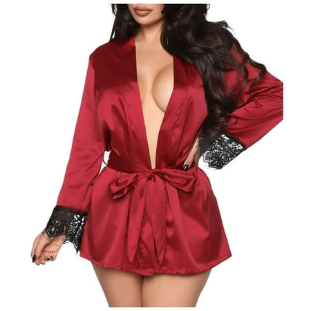 GuessLookry 2023 Y2K Vibe Plus Size Sexy Lingerie Women Silk Stripe Robe Satin Bathrobe Sleepwear Pajamas New Year Gift