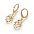 thumbnail image 2 of Dangle Hoop Earrings Zircon Hand Hamsa Evil Eye Gold 27Mm 1Mm P140, 2 of 2