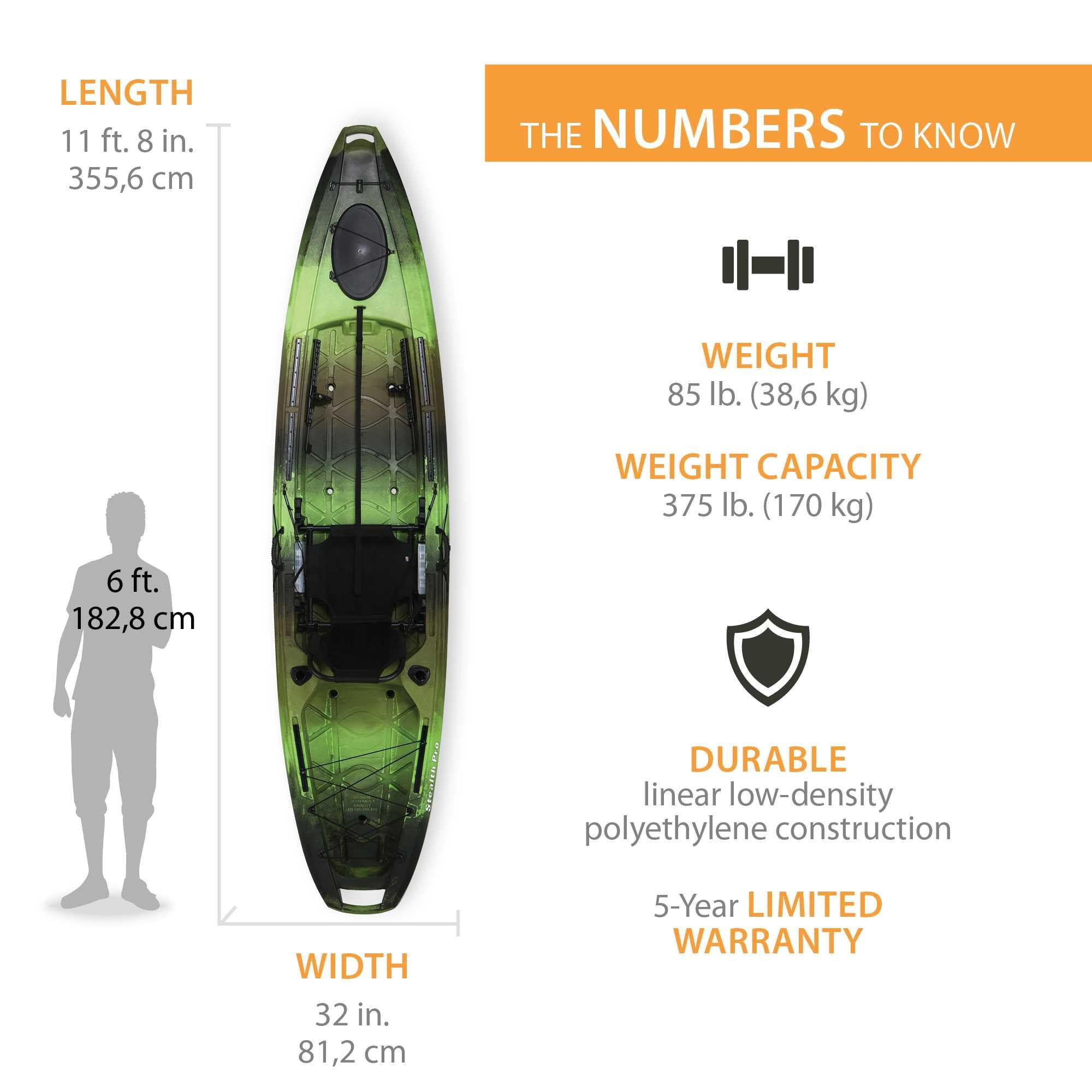 Lifetime Stealth Pro-Comfort Angler 11 ft 8 in Sit-On-Top Fishing Kayak, Gator Camo (90693)