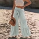 thumbnail image 2 of Pantalones largos de pierna ancha con volantes de Color sólido con correas de cordón de cintura alta informales a la moda para mujer Fridja alkflakhf35226, 2 of 5