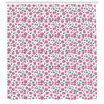 thumbnail image 2 of Floral Shower Curtain, Ornamental Garden of Leaves and Dotted Flowers on Plain Backdrop, Fabric Bathroom Set with Hooks, 69W X 84L Inches Extra Long, Pale Fuchsia and Jade Green, by Ambesonne, 2 of 2