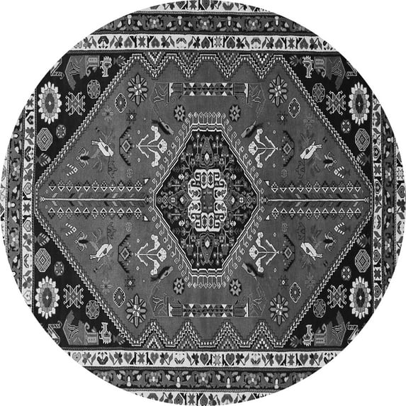 Ahgly Company Indoor Round Medallion Gray Traditional Area Rugs, 4' Round