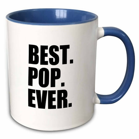 3dRose Best Pop Ever - Gifts for dads - Father nicknames - Good for Fathers day - black text - Two Tone Blue Mug,