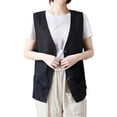 thumbnail image 2 of WNEGSTG Vests for Women 2023 Spring and Autumn Linen Vest Sleeveless Casual Vest Solid Sweetheart Cotton Linen Short Coat, 2 of 4