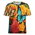 thumbnail image 5 of Colorful Flowers Women's Short Sleeve Tops Casual Blouses T Shirt, 5 of 7