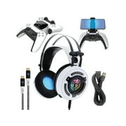 Bionik Pro Kit For PlayStation 5: Powerful 50mm Gaming Headset with RGB Color, Controller Charge Base, Phone Holder, Lynx Cable & USB Cable