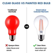 Great Value A19 LED 7W E26 Medium Base Decorative Red Light Bulbs, 2 Pack