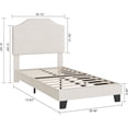 thumbnail image 2 of Twin Size Bed Frame, Corduroy Upholstered Platform Bed Frame with Adjustable Headboard, Mattress Foundation, Wooden Slats Support, No Box Spring Needed, Super Easy Assembly, 2 of 7