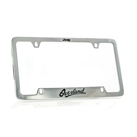 Jeep Overland Chrome Plated Metal Bottom Engraved Brass License Plate Frame Holder 4 Hole