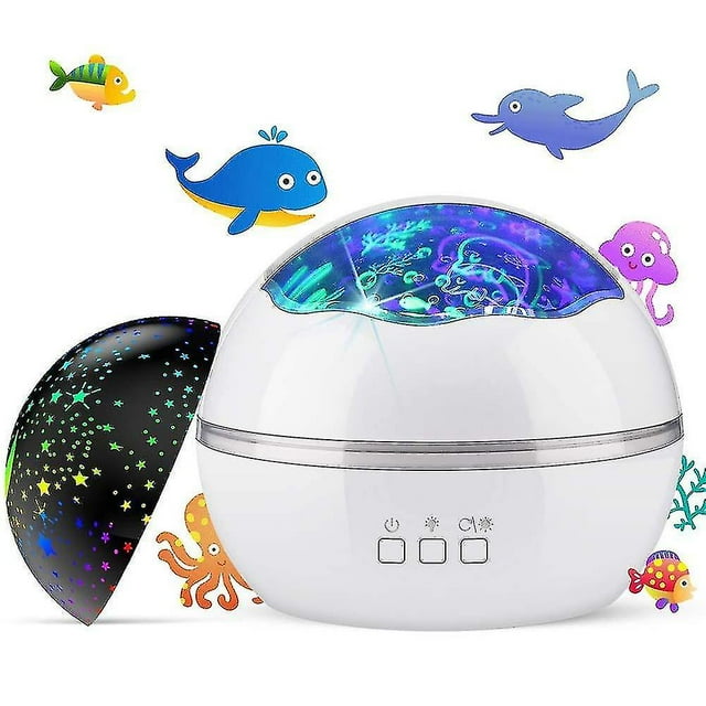 Proyector De Estrellas Luces Nocturnas para Niños, Novedad Luna Estrella/Animal Marino Lámpara De Iluminación Nocturna De Diseño 2 En 1, Proyector Giratorio De Luz De Estrella Mult
