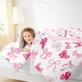 thumbnail image 4 of Manfei Ribbon Bow Knot Bedding Comforter Set,Girly Kawaii Bowtie Twin Comforter Sets,Rwhite Pink Bedding Set For Girls,Breathable Home Decor Reversible,2-Piece, 4 of 8